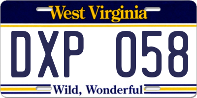 WV license plate DXP058