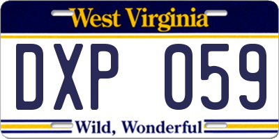 WV license plate DXP059