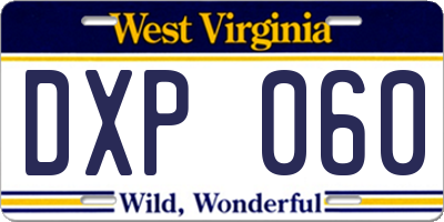 WV license plate DXP060
