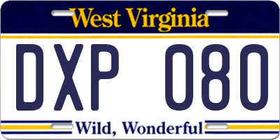 WV license plate DXP080