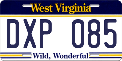 WV license plate DXP085