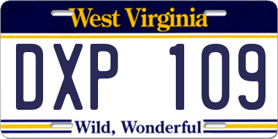 WV license plate DXP109