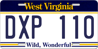 WV license plate DXP110