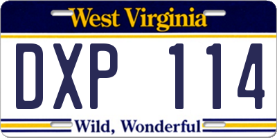 WV license plate DXP114