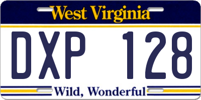 WV license plate DXP128