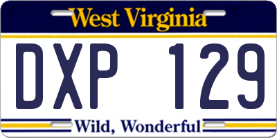 WV license plate DXP129