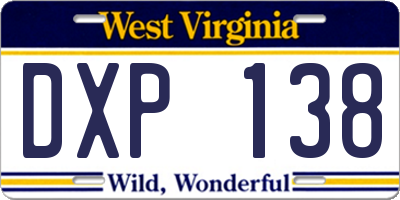 WV license plate DXP138