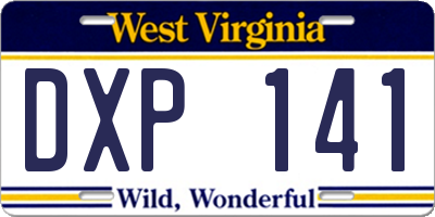 WV license plate DXP141