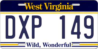 WV license plate DXP149