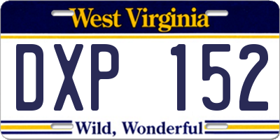 WV license plate DXP152