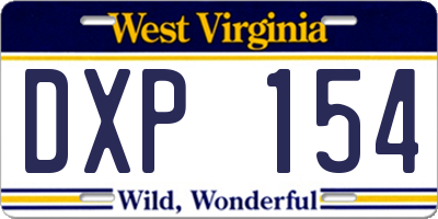 WV license plate DXP154