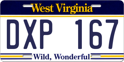 WV license plate DXP167