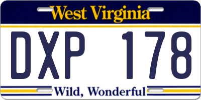 WV license plate DXP178