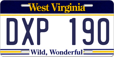 WV license plate DXP190