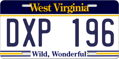 WV license plate DXP196