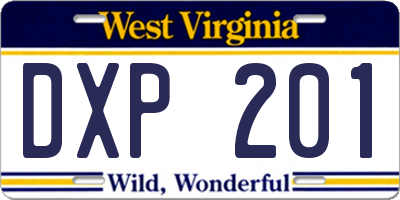 WV license plate DXP201