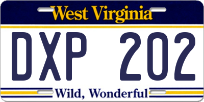 WV license plate DXP202