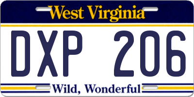 WV license plate DXP206