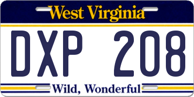 WV license plate DXP208