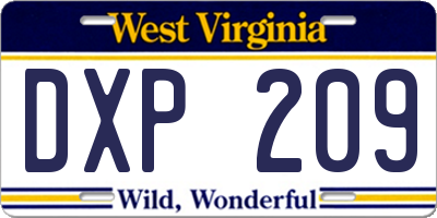 WV license plate DXP209