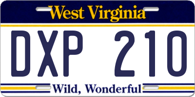 WV license plate DXP210