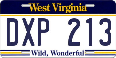 WV license plate DXP213