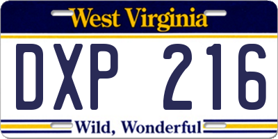 WV license plate DXP216