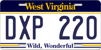 WV license plate DXP220
