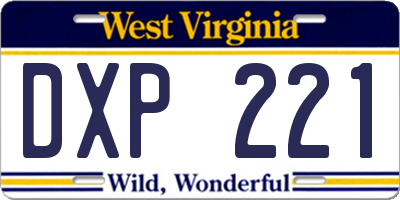 WV license plate DXP221