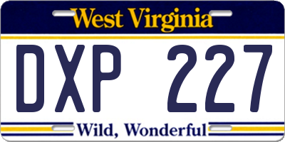 WV license plate DXP227