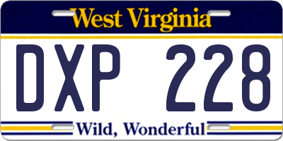 WV license plate DXP228