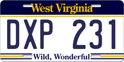 WV license plate DXP231