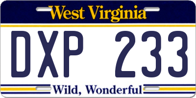 WV license plate DXP233