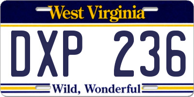WV license plate DXP236