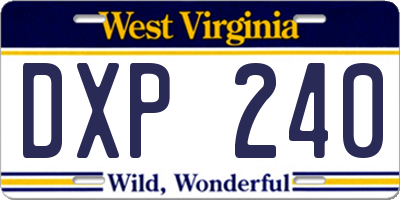 WV license plate DXP240