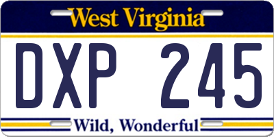 WV license plate DXP245