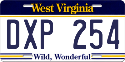 WV license plate DXP254