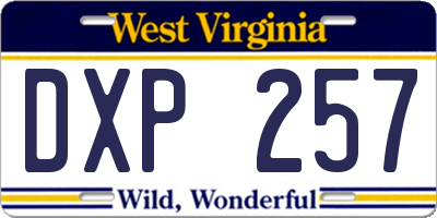 WV license plate DXP257