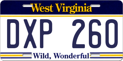 WV license plate DXP260