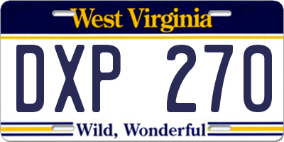WV license plate DXP270