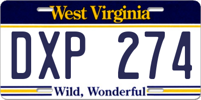 WV license plate DXP274