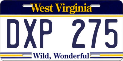 WV license plate DXP275