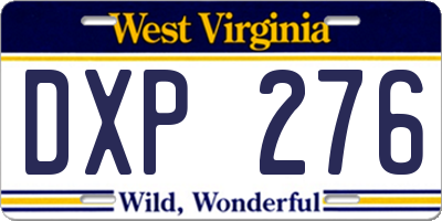 WV license plate DXP276
