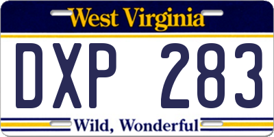 WV license plate DXP283
