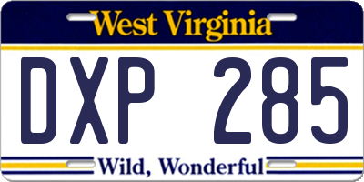 WV license plate DXP285