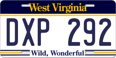 WV license plate DXP292