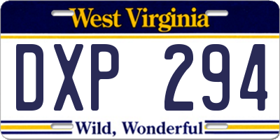 WV license plate DXP294