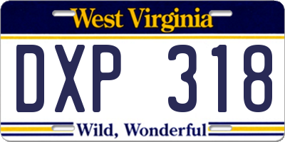 WV license plate DXP318