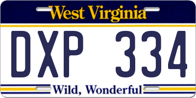 WV license plate DXP334