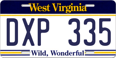 WV license plate DXP335